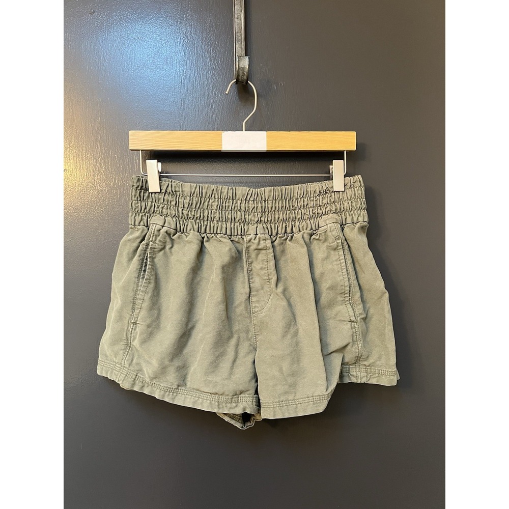 Aerie Shorts Women's Size M Green Zipper Pockets Elastic Waist Pull On
